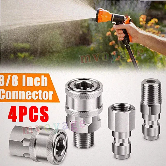 3/8inch Thread Fitting Pressure Washer Quick Connect Stainless Steel Adapter Set