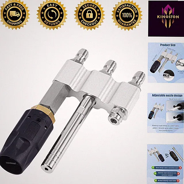 3-in-1 Adjustable Stainless Steel Pressure Washer Nozzle for Versatile Cleaning