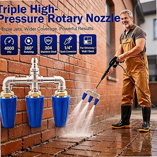 3-in-1 Triple Turbo Nozzle 4000PSI 360° Rotate for Car Driveway Deck Concrete