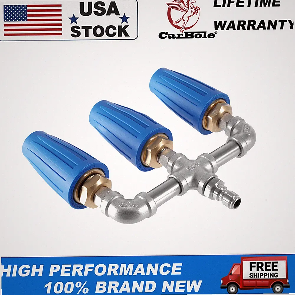 3-in-1 Turbo Nozzle For Pressure Washer 4000 PSI Rotating Driveway Deck 304 SS