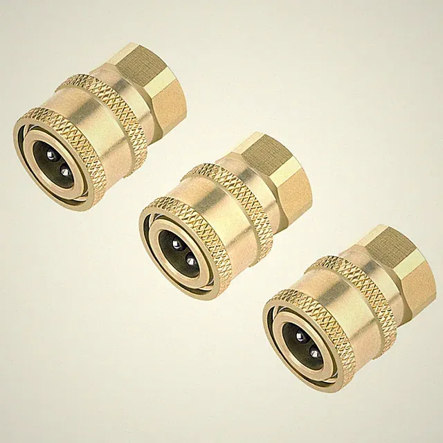 3 Pack Pressure Washer Coupler, Brass Fittings, 1/4 Inch Quick Connect to Fem...