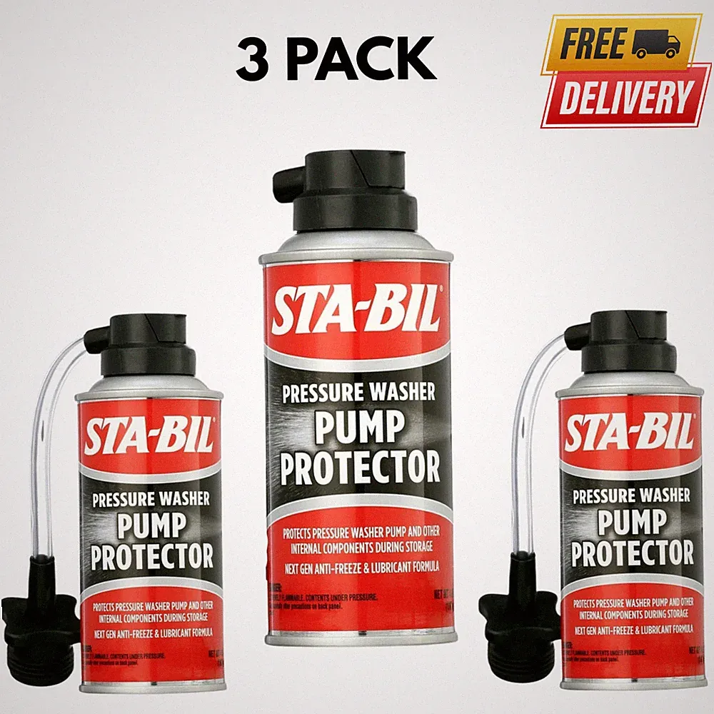 3 PACK-Pressure Washer Pump Protector Pistons Seal Saver Anti-Freeze STA-BIL 4oZ