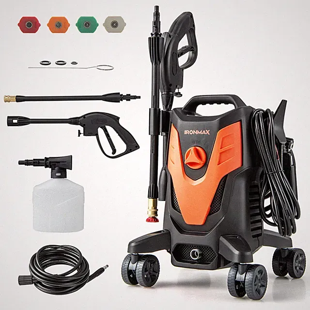 3 Self-Priming Ways Electric Pressure Washer w/ 4 Universal Wheels, 4 Nozzles