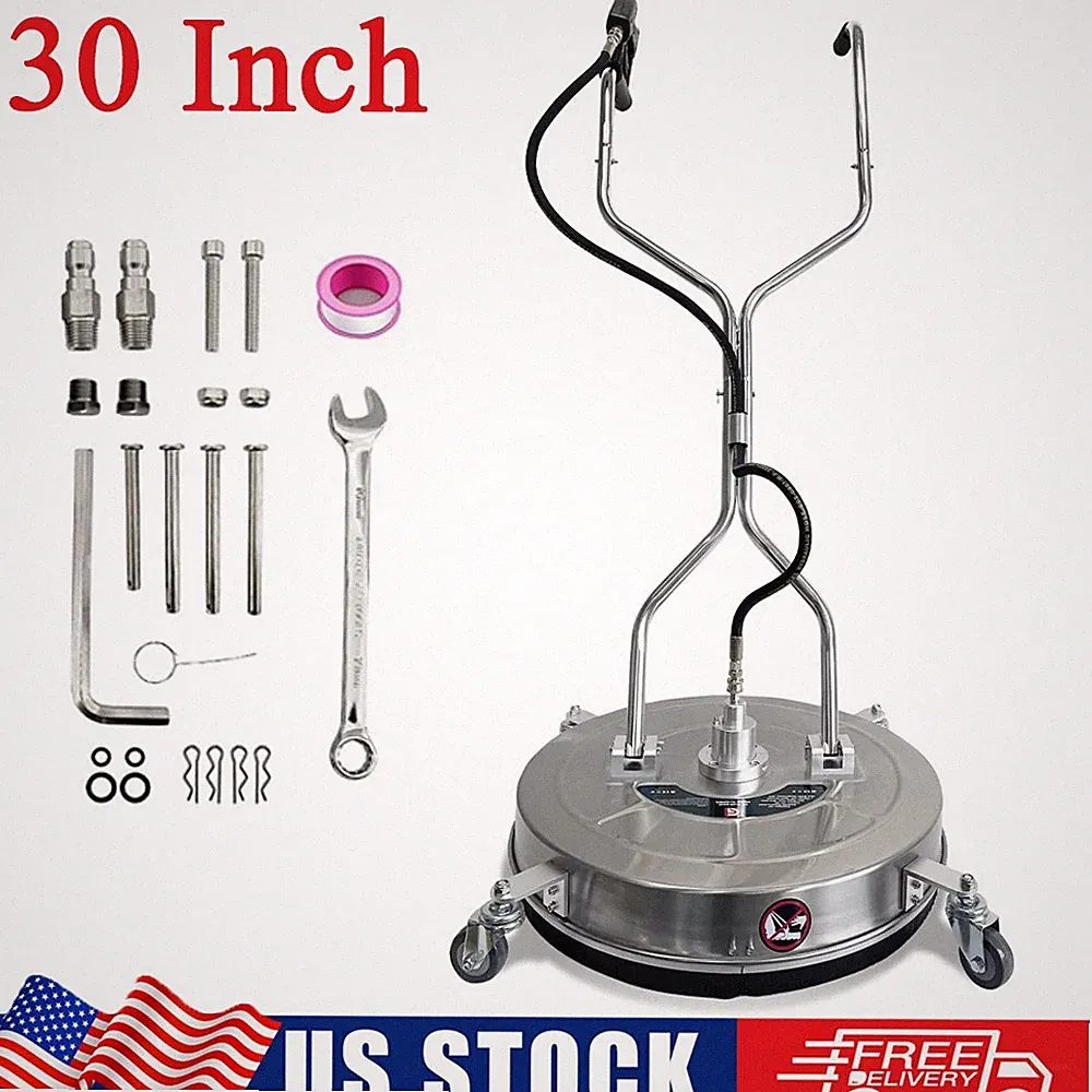 30" Pressure Washer Surface Cleaner 4 Wheels Dual Handle 5200 PSI for Driveway