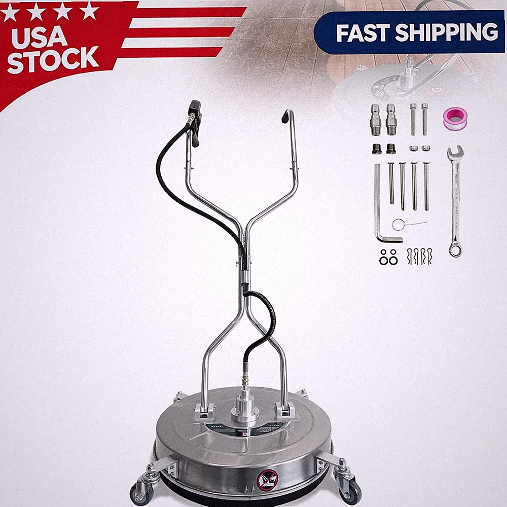 30" Pressure Washer Surface Cleaner 5200PSI Dual Handle 4 Wheels Stainless Steel