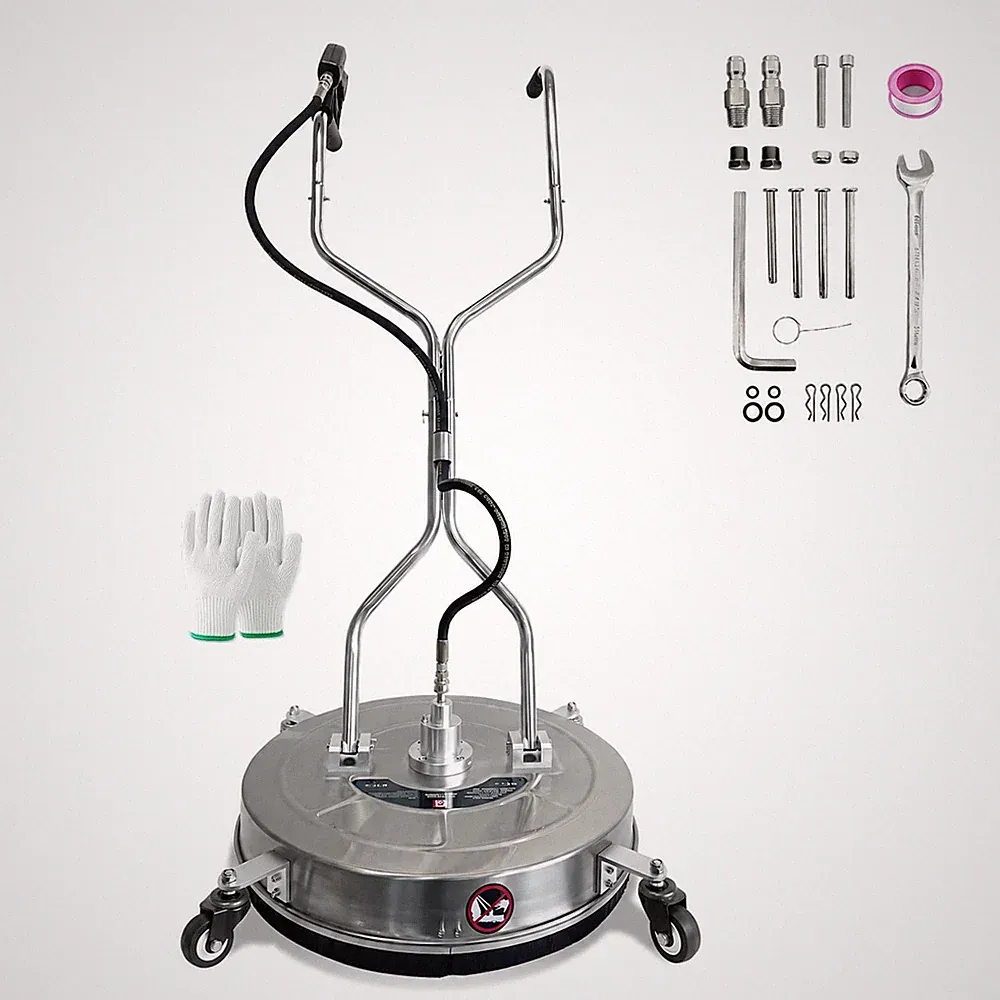 30" Pressure Washer Surface Cleaner Stainless Steel 5200PSI Dual Handle 4 Wheels