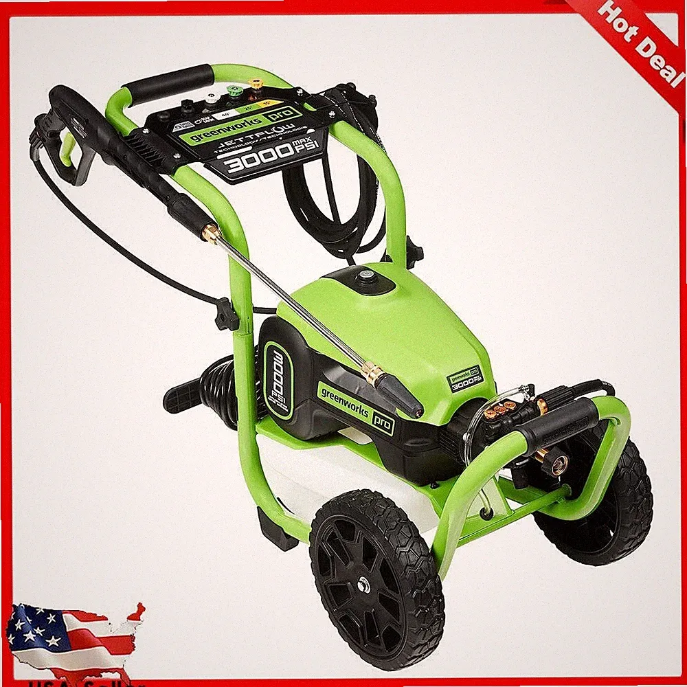 3000 PSI (1.1 GPM) TruBrushless Electric Pressure Washer Heavy Duty Castcam Pump
