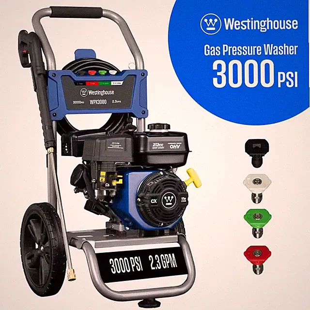 3000 PSI 2.3 GPM Gas Powered Axial Cam Pump Cold Water Pressure Washer with 4 Qu