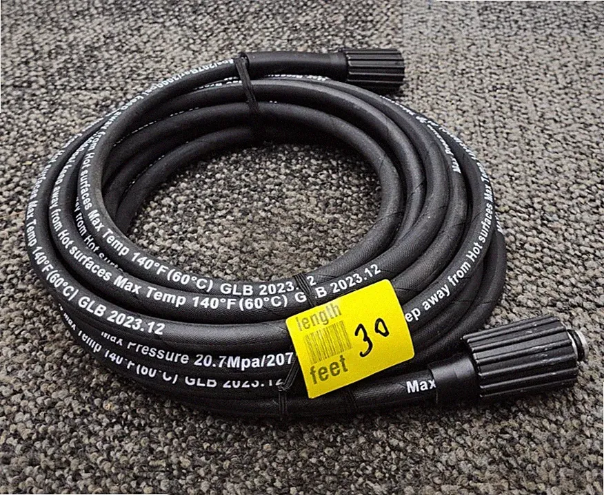 3000 PSI 30 ft. Pressure Washer Hose, 140°F (60°C) Max Temp GLB2023.12