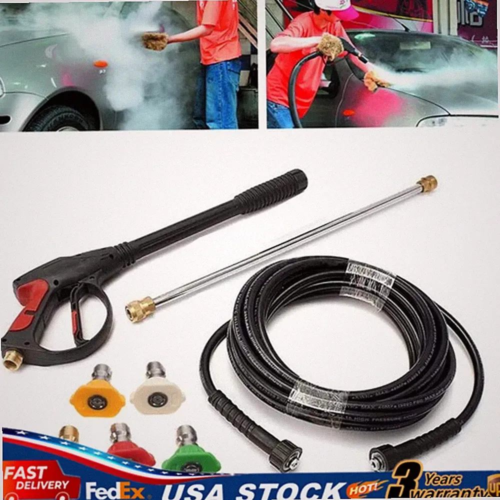 3000 PSI High Pressure Car Power Washer Gun Spray Wand Lance Nozzle and Hose Kit