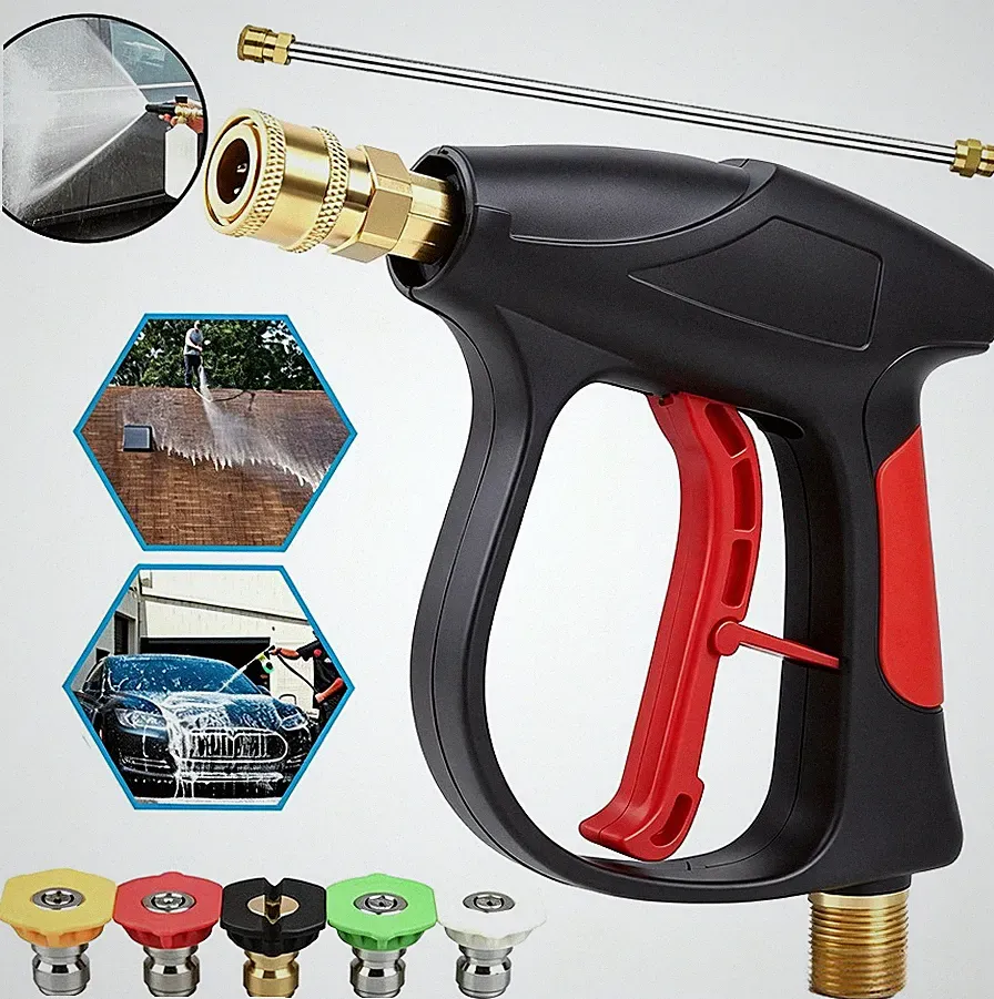 3000 PSI High Pressure Washer Gun Car Wash Foam Spray Long Wand / 5 Nozzle Tips