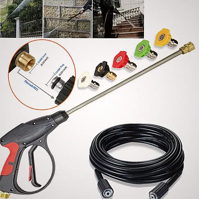 3000 PSI High Pressure Washer Gun Car Yard Wash Foam Spray kit 5 Mode +30ft Hose