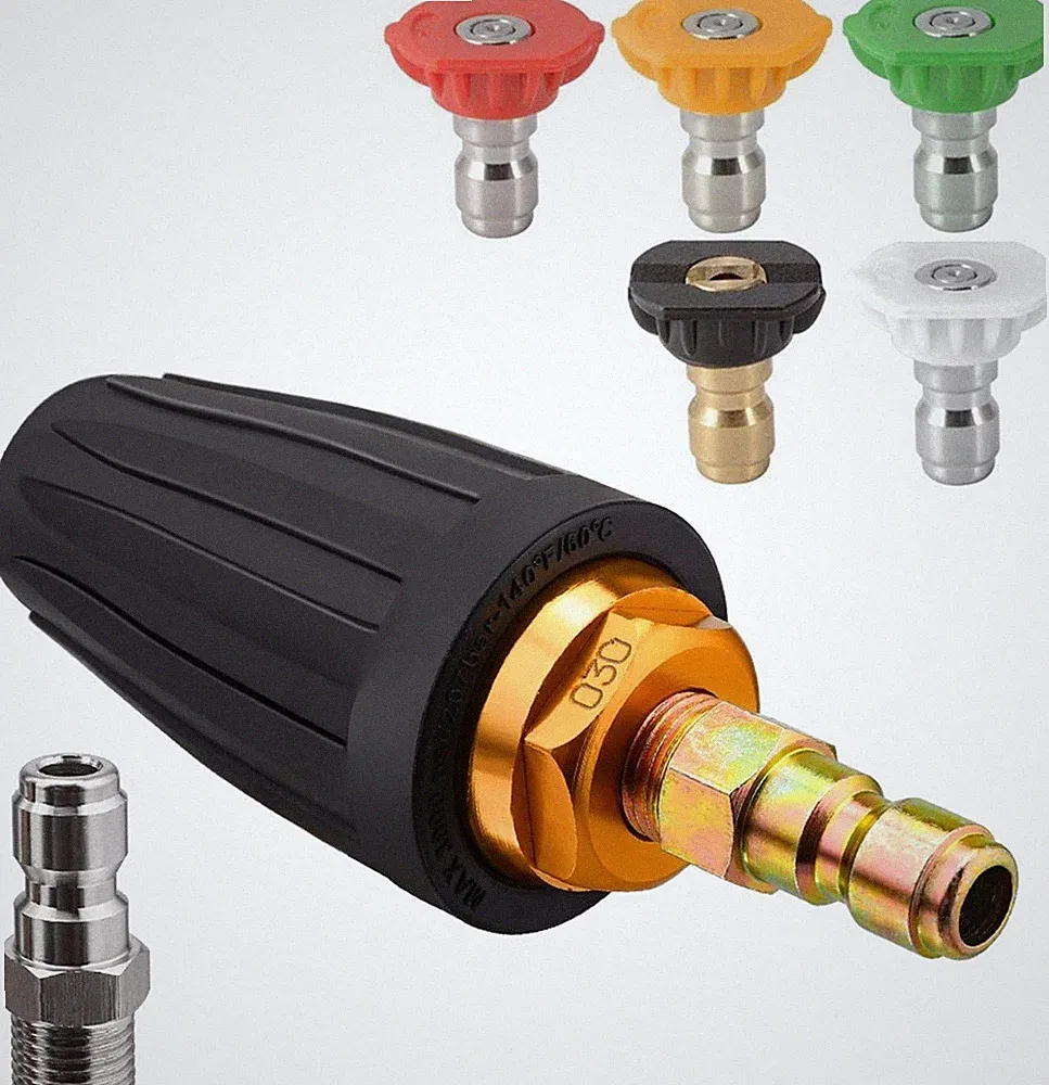 3000 PSI Turbo Nozzle Kit 360° Rotating 1/4" QC 5 Nozzle Tips 3.0 Orifice