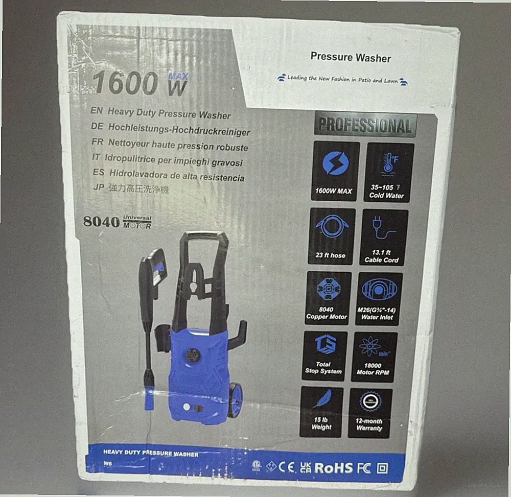 3000PSI Heavy Duty Electric Pressure Washer 2.4GPM 1600W Power Washer 23ft Hose