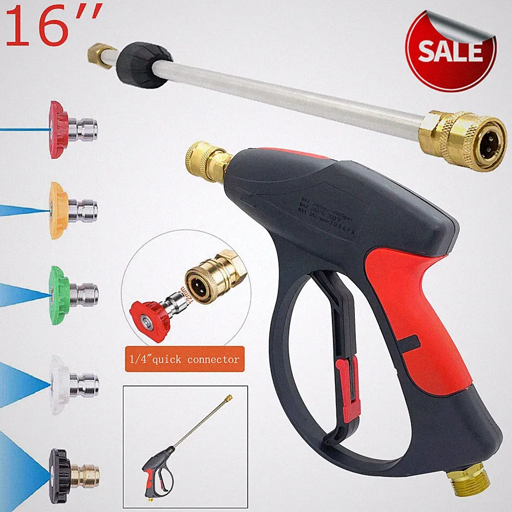 3000PSI High Pressure Car Power Washer Water Spray Gun 16'' Wand Lance Nozzles