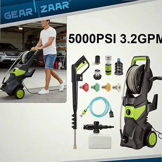 3000W Electric Pressure Washer 5000PSI Max 3.2 GPM Power Washer Cleaning Machine