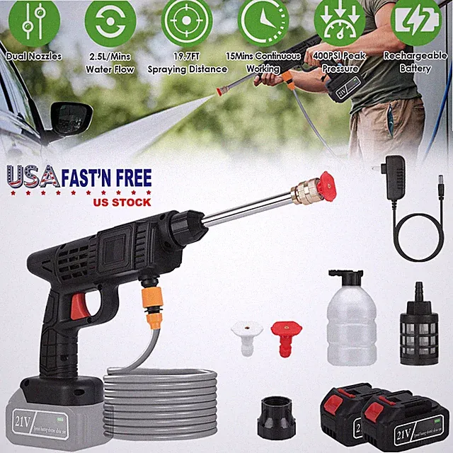 300W Electric High Pressure Water Spray Gun Portable Car Washer Cordless Cleaner