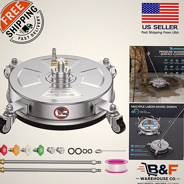 304 Stainless Steel 14" Pressure Washer Surface Cleaner for Maximum Efficiency