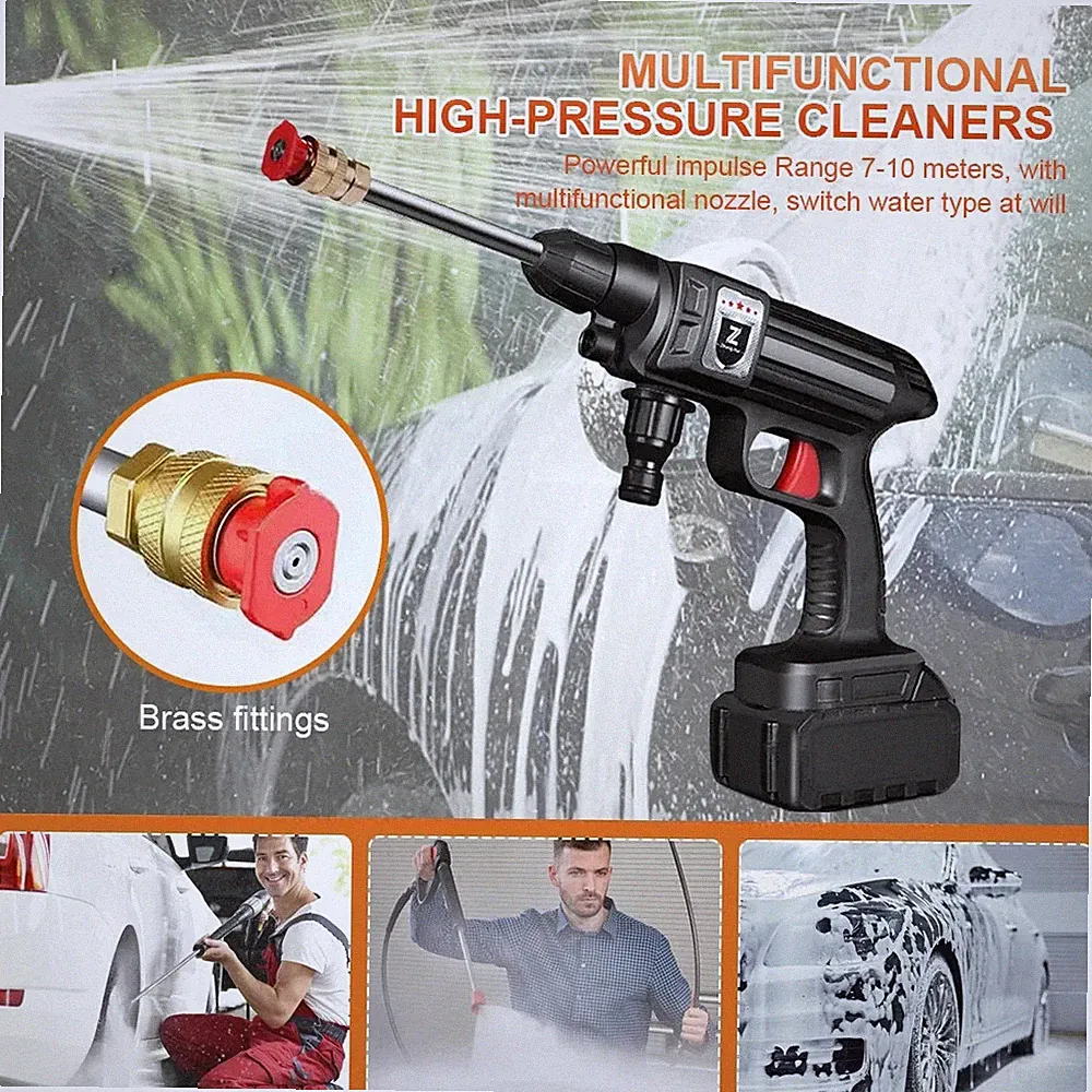 30Bar Cordless High Pressure Car Washer, Rechargeable 4000mAh Power Cleaner