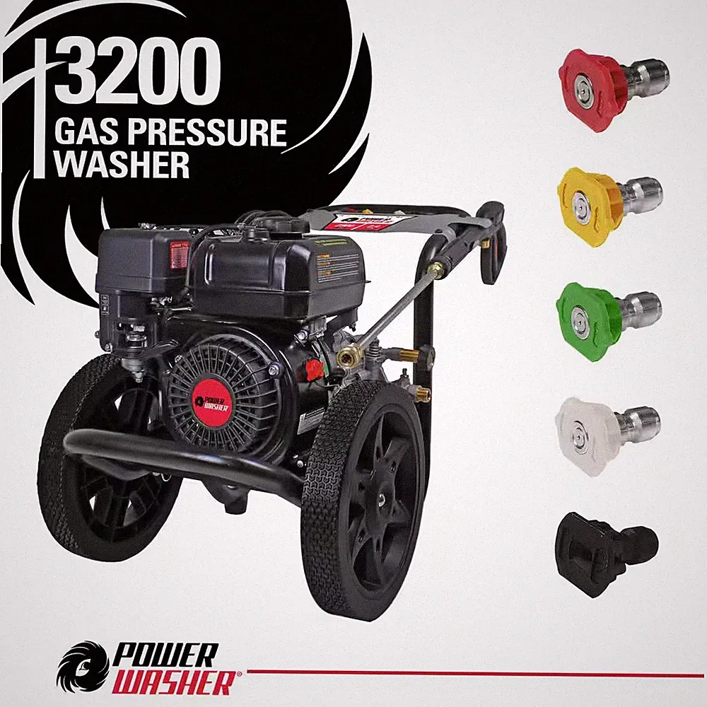 3200 PSI 2.5 GPM Gas Pressure Washer, Soap Tank, Reliable Residential Cold Water