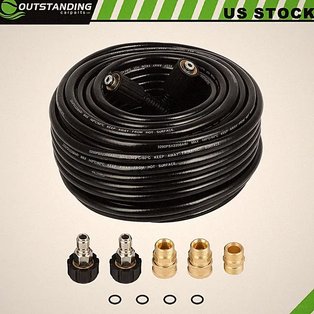 3200 PSI Pressure Washer Hose 100 ft w/ M22 to 3/8" Quick Connect Adapter