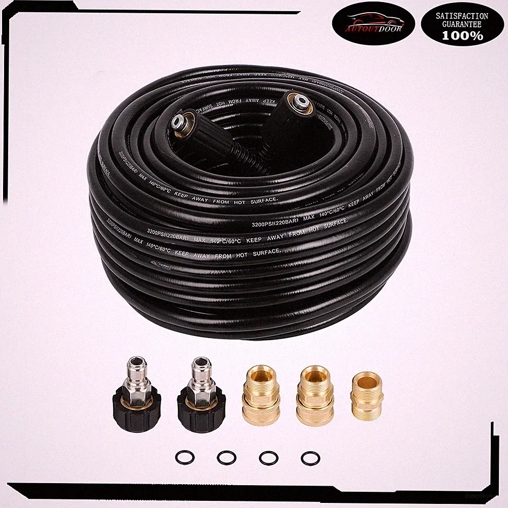 3200 PSI Pressure Washer Hose 100 ft with M22 to 3/8" Quick Connect Adapter