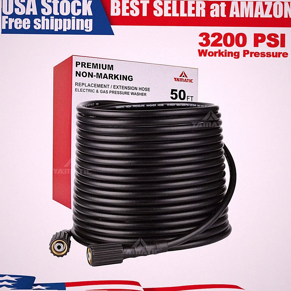 3200 PSI Pressure Washer Hose Kink-Free M22-14mm 1/4" Quick Connect