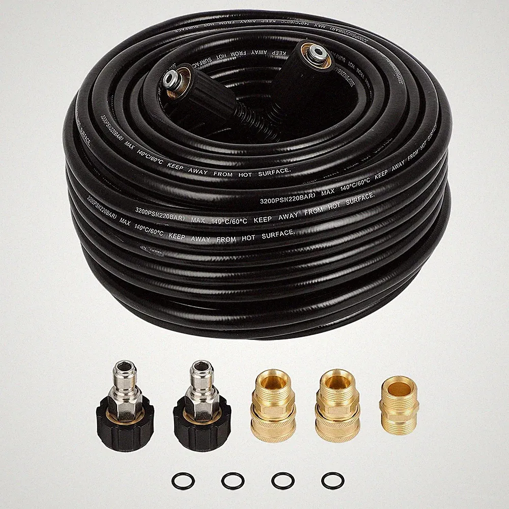 3200 PSI Pressure Washer Pump Hose 100ft M22 to 3/8" Quick Connect Adapter