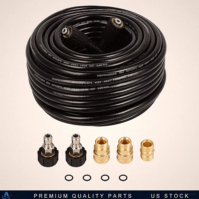 3200PSI Pressure Washer Hose 100 ft with M22 to 3/8" Quick Connect Adapter