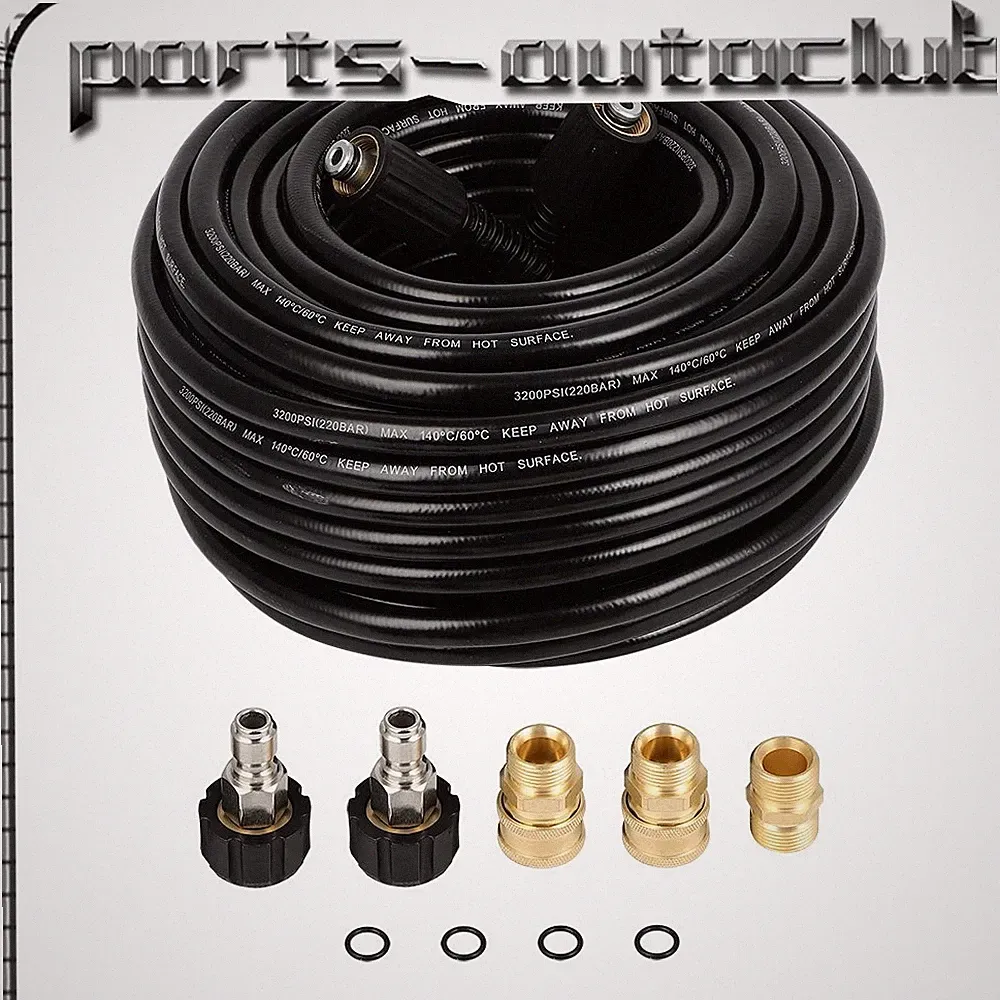 3200psi Pressure Washer Hose 100 ft with M22 to 3/8" Quick Connect Adapter