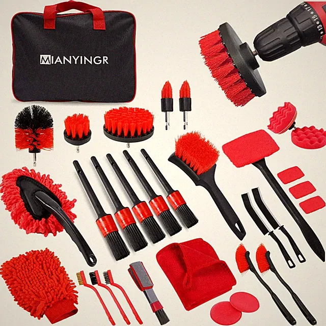 32Pcs Car Detailing Kit Auto Interior Exterior Brush and Drill set