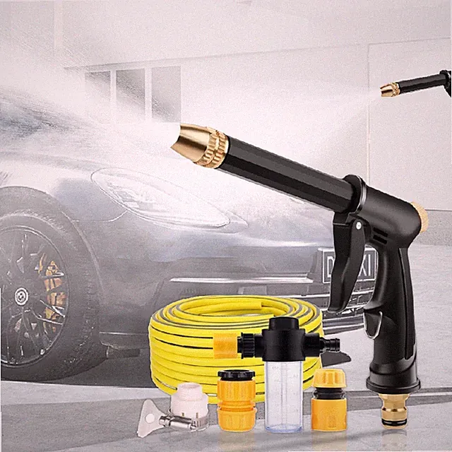33-100FT High Pressure Water Spray Gun Wash Metal Brass Nozzle Pipe Hose Lawn