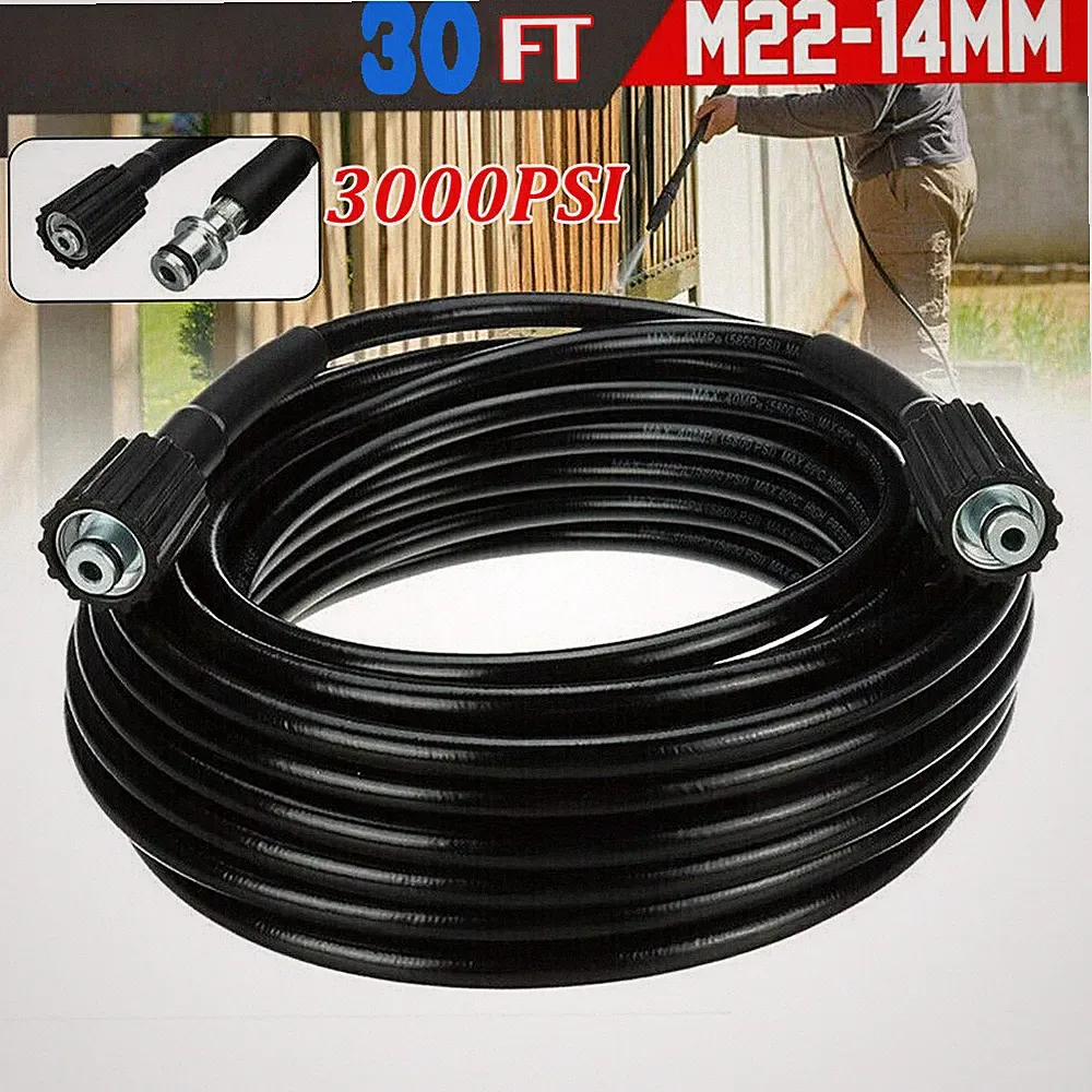 33 FT x 1/4 Inch 3200 MAX PSI High Pressure Washer Replacement Hose M22 14MM