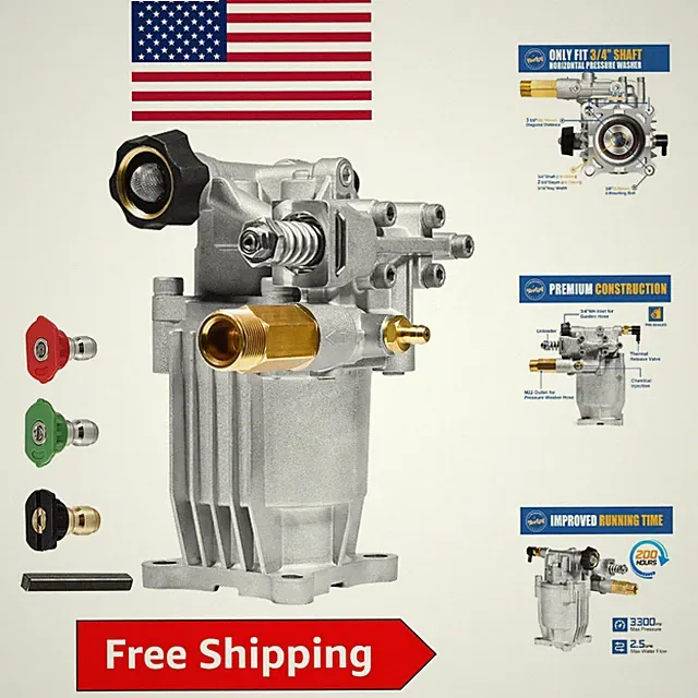 3300 PSI Engine-Powered Horizontal Pressure Washer Pump - Easy Install & Durable