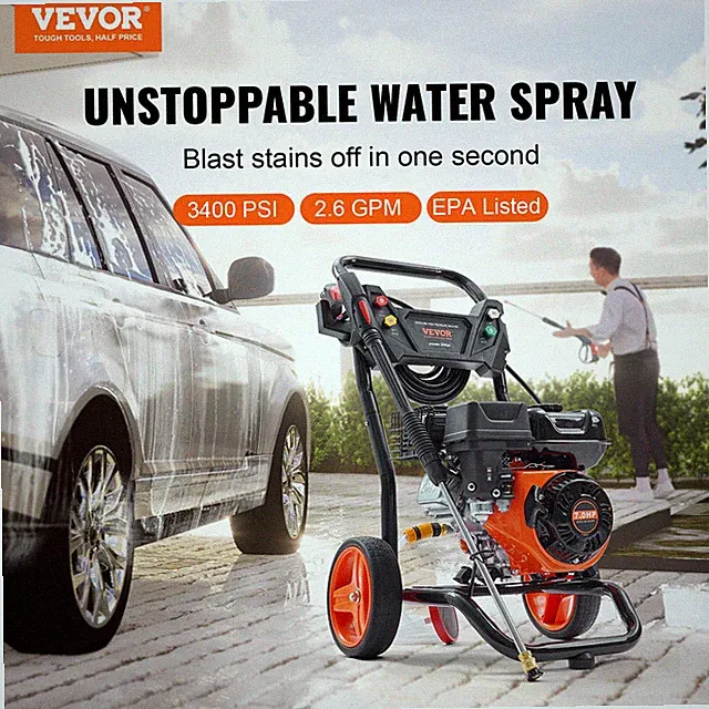 3400 PSI Gas Pressure Washer 2.6 GPM Power Washer w/5 Nozzles & Wand