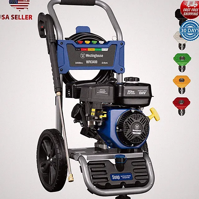 3400 PSI Gas Pressure Washer & 2.6 Max GPM for NEW Cars Fences Driveways