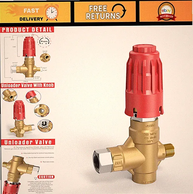 350 Unloader Valve for Pressure Washer - Adjustable Knob, 5650 PSI, 10.5 GPM, OE