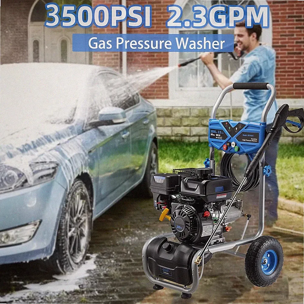 3500 PSI 2.3 GPM Cold Water Gas Powered Pressure Washer with Soap Tank&25FT Hose