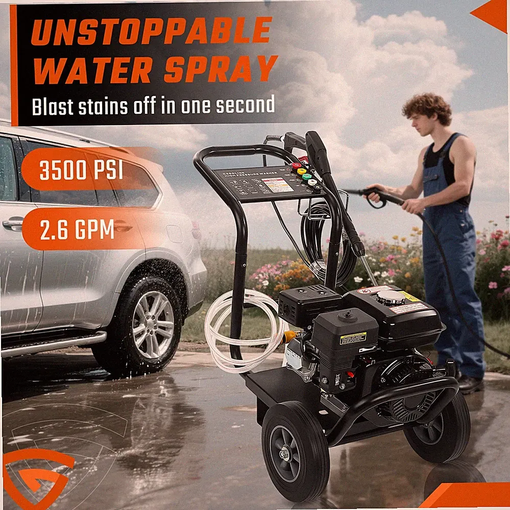 3500 PSI 212cc Gas Pressure Washer Gas Powered Washer 2.6 GPM 5 Nozzles 240BAR