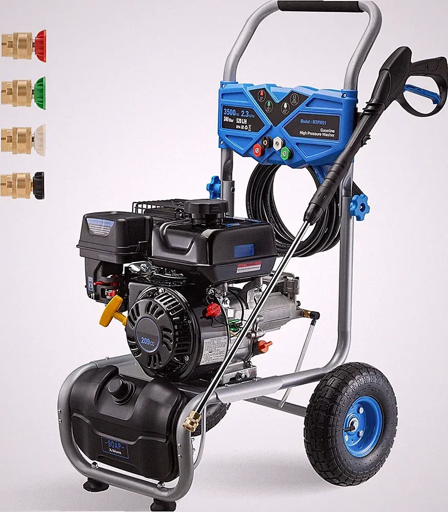 3500 PSI Cold Water Pressure Washer 2.3 Gas High Pressure Washer 209cc 4 Nozzles