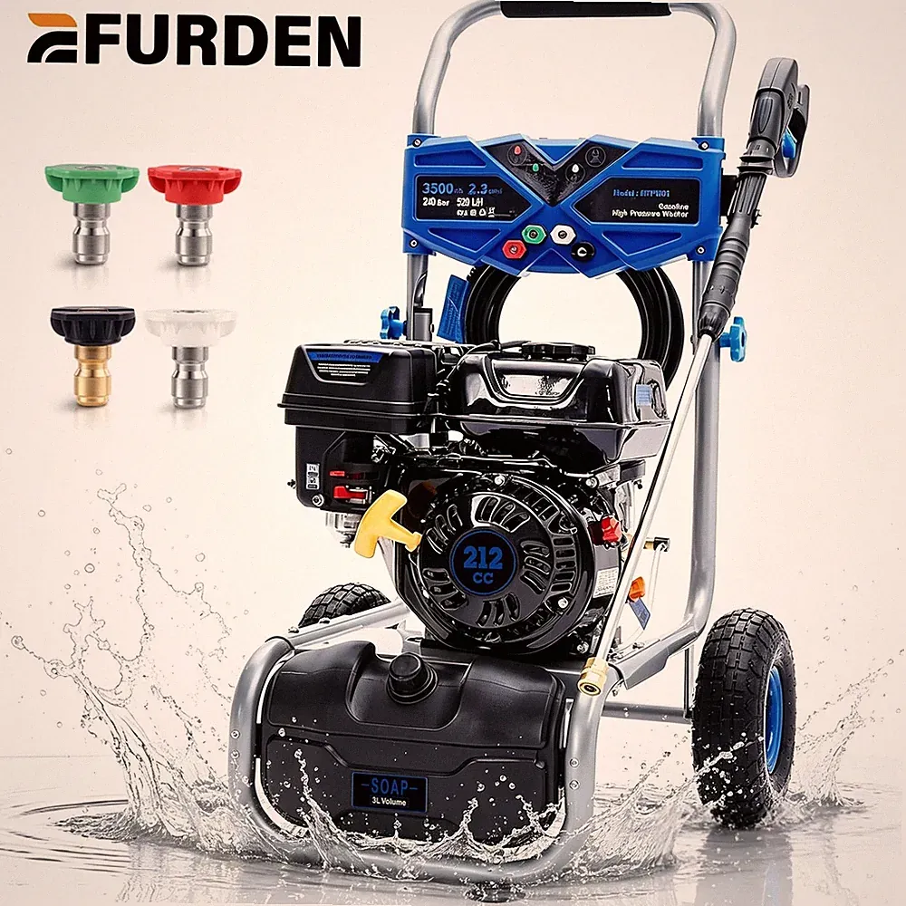 3500 PSI Gas Powered Washer 2.3 GPM 212cc 4 Nozzles Gas Pressure Washer Blue