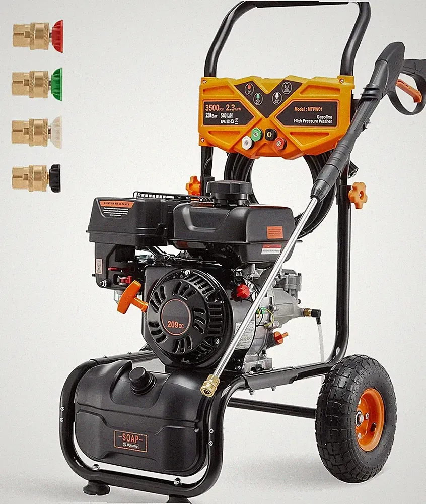 3500 PSI Gas Pressure Washer 4 Nozzles Gas Powered Washer 2.3 GPM 209cc Home Use