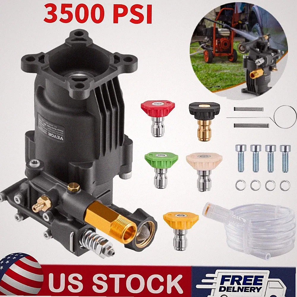3500 PSI Pressure Washer Pump 3/4" Shaft Horizontal 2.5GPM with 5 Nozzles