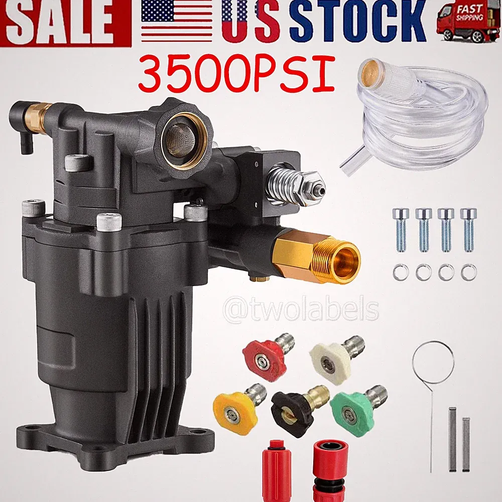 3500 PSI Pressure Washer Pump 3/4" Shaft Horizontal 2.5GPM with 5 Nozzles