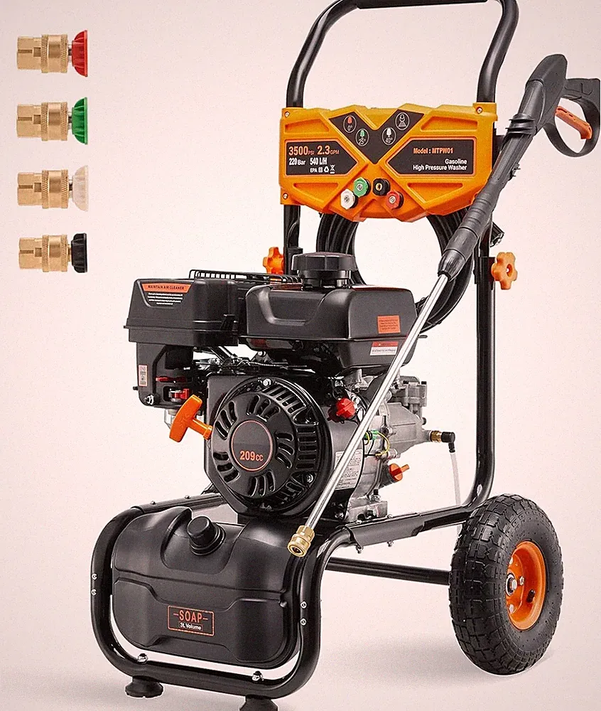 Gas Pressure Washer 25ft Hose Gas Powered Washer 3500 PSI 2.3 GPM 209cc Orange