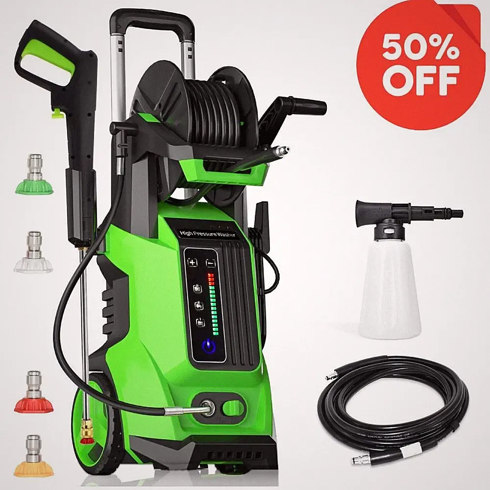 3500PSI Pressure Electric High Pressure Washer 1800W Motor Jet Sprayer 2.6GPM
