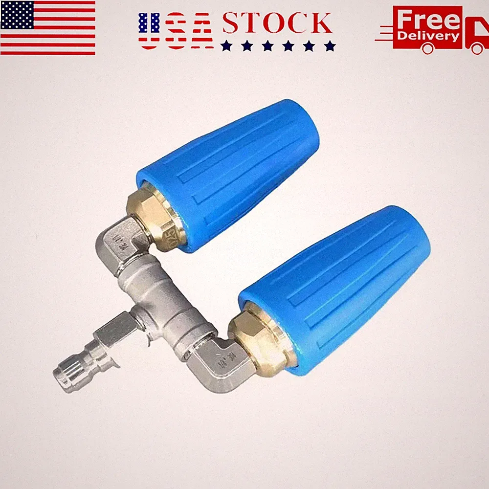 360° Rotating Pressure Washer Dual Turbo Nozzle 1/4" Quick Connector 2.5 Orifice