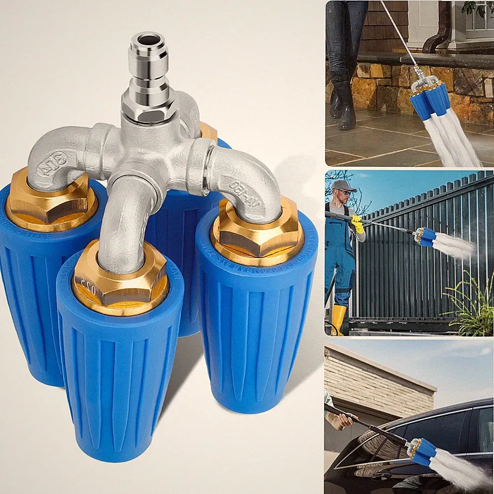 360° Rotating Pressure Washer Four Turbo Nozzle 1/4" Quick Connector 2.5 Orifice