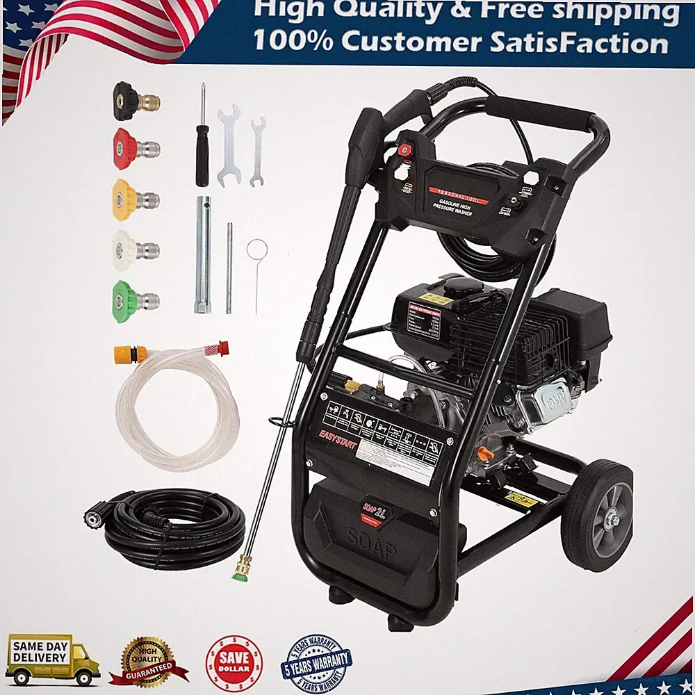 3600 PSI Gas Pressure Washer 2.6 Max GPM High Pressure Washer With 4 Nozzles