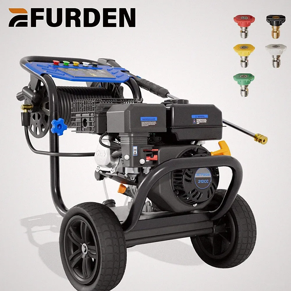 3600 PSI Gasoline Pressure Washer 2.3 GPM with 5 Nozzle&Hose Reel&30Feet Hose